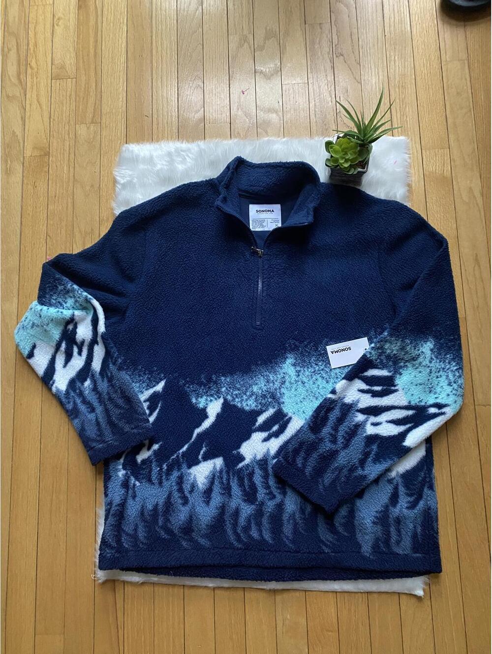 Men’s Sonoma Fleece Jacket with Mountain Print Size XL